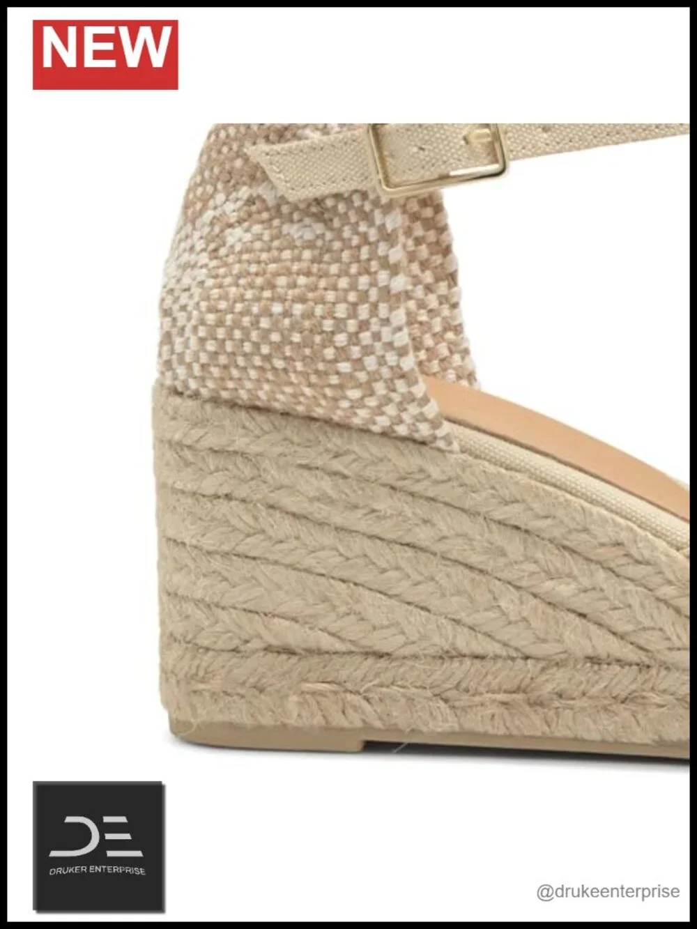 Wedge Sandals Round Toe Ankle Strap Cushioned Insole Leather Lining Cotton